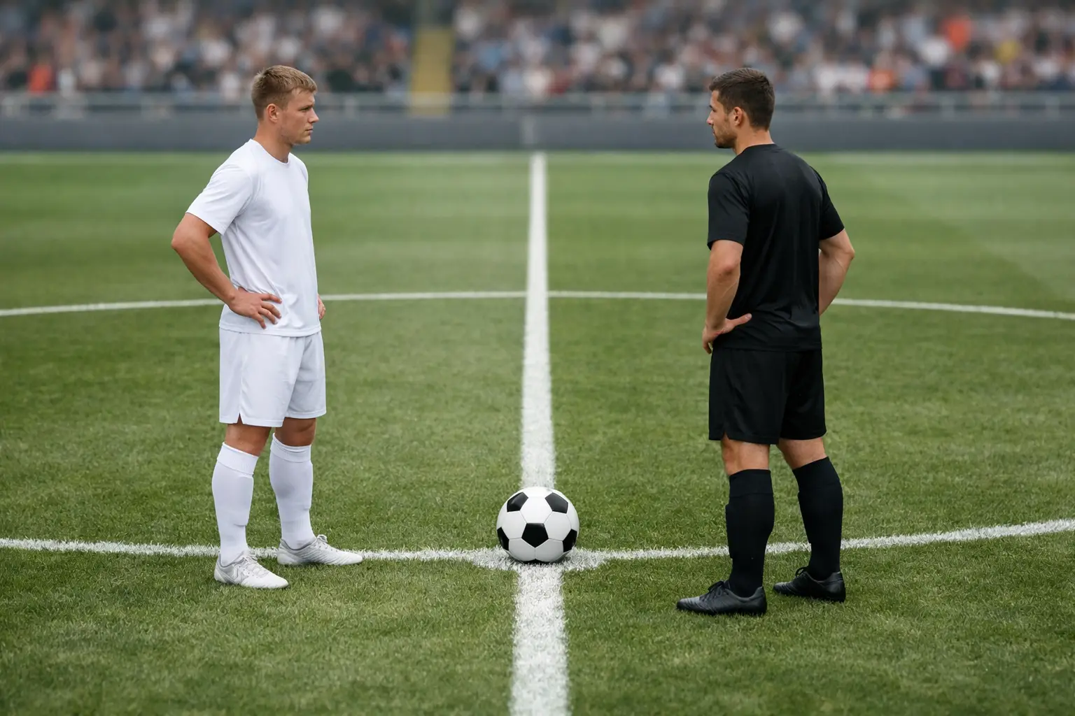 Zwei Fußballmannschaften beim Anstoß auf dem Spielfeld – Both Teams to Score Wetten